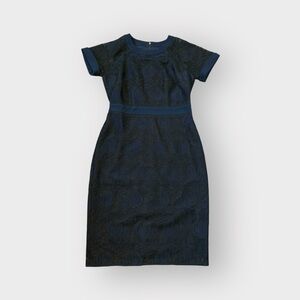 Maggy London Navy Black Mesh Lace Sheath Dress - Floral Rose